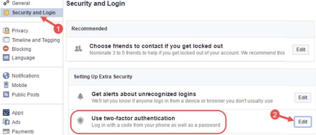 Facebook Google Authenticator & Two Step Verification 2